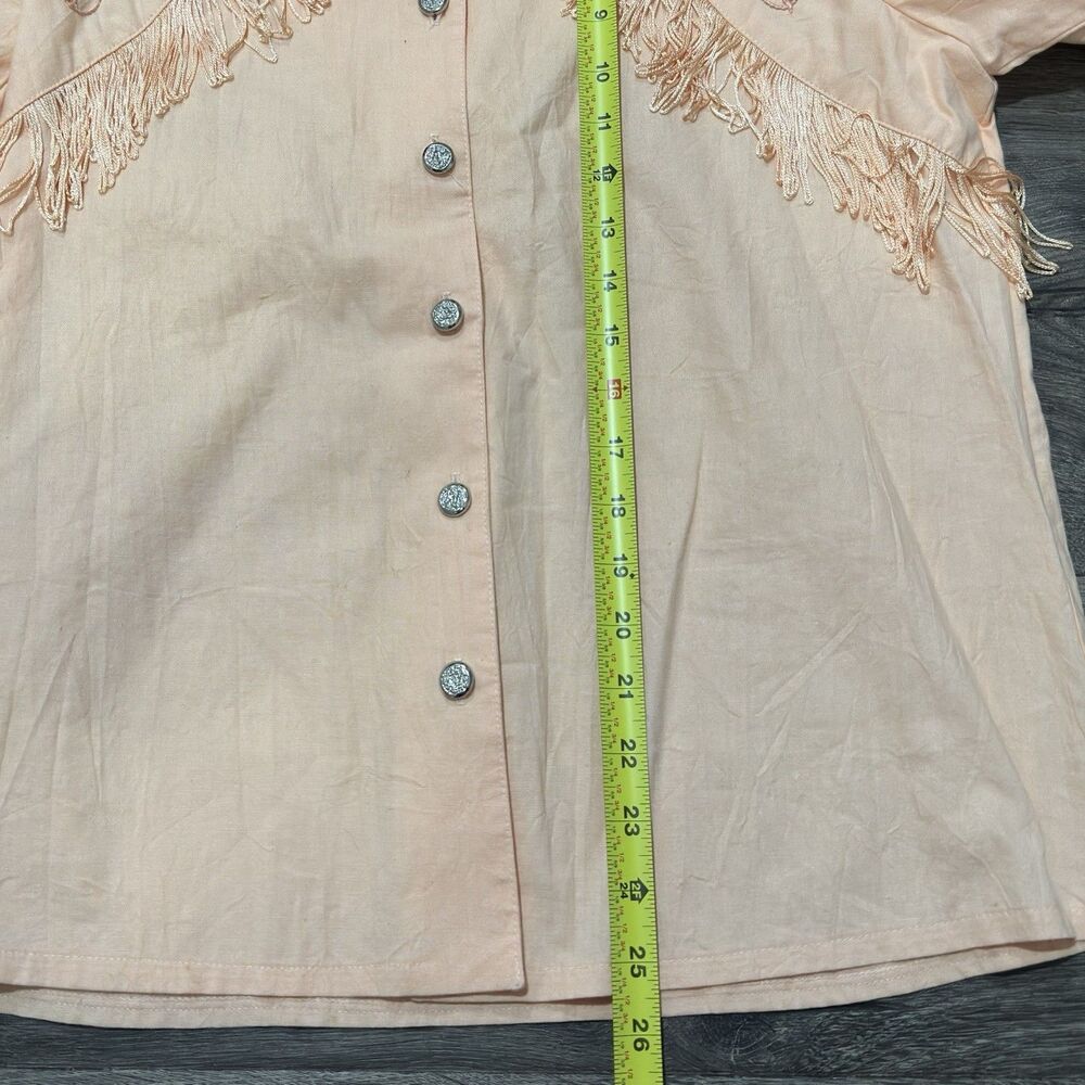 Vintage 80s Lilia Guilty Western Blouse Shirt USA Fringe Rodeo Embroidered Sz M - Picture 6 of 8